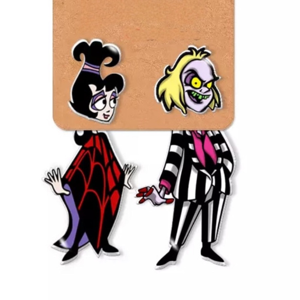 Beetlejuice Dangle Earrings, Beetlejuice and Lydia, NWT